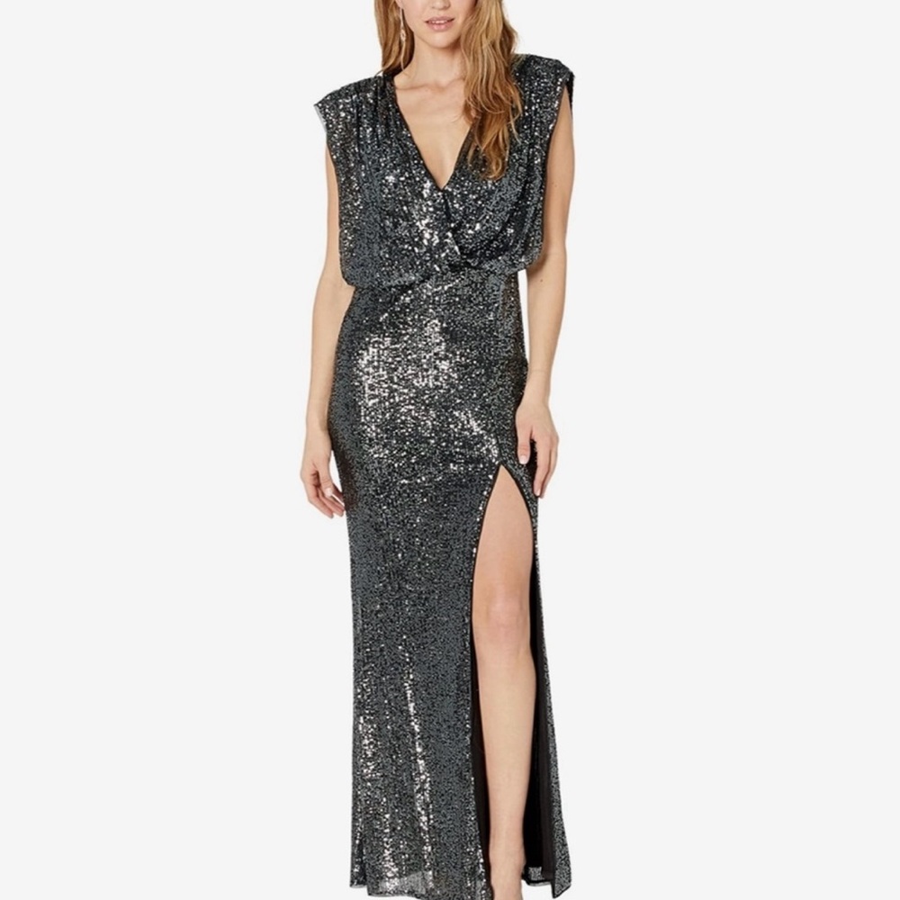 New BCBGMaxAzria elegant Black Sequin Gown size XS